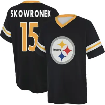 Men's Ben Skowronek Pittsburgh Steelers Black Name & Number Game Day V-Neck T-Shirt