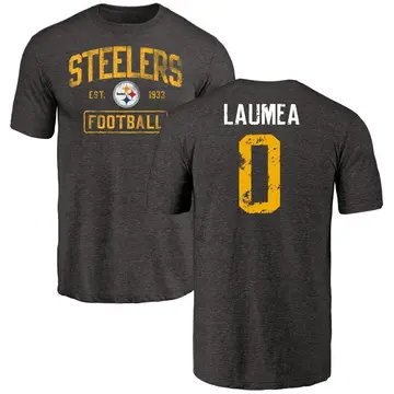 Men's Sataoa Laumea Pittsburgh Steelers Black Distressed Name & Number Tri-Blend T-Shirt