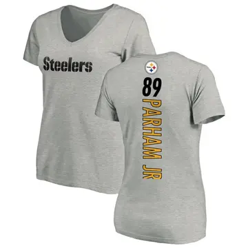 Women's Donald Parham Jr. Pittsburgh Steelers Backer V-Neck T-Shirt - Ash