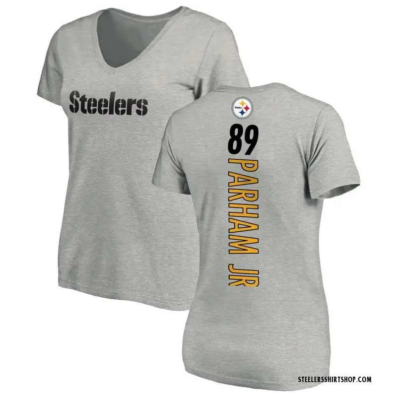 Women's Donald Parham Jr. Pittsburgh Steelers Backer V-Neck T-Shirt - Ash