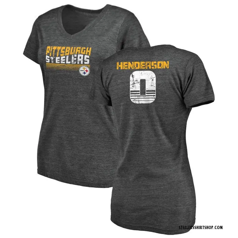 Women's Jack Henderson Pittsburgh Steelers Retro Tri-Blend V-Neck T-Shirt - Black