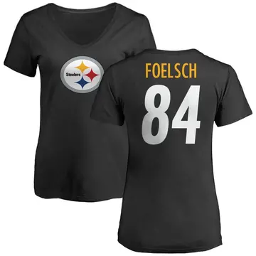 Women's Kevin Foelsch Pittsburgh Steelers Name & Number Logo Slim Fit T-Shirt - Black