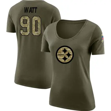 Women's T.J. Watt Pittsburgh Steelers Salute to Service Olive Legend Scoop Neck T-Shirt