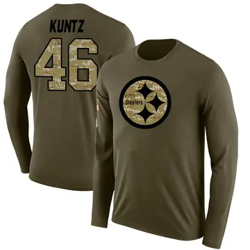 Youth Christian Kuntz Pittsburgh Steelers Salute to Service Sideline Olive Legend Long Sleeve T-Shirt