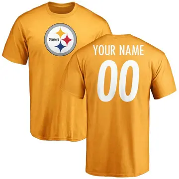 Youth Custom Pittsburgh Steelers Custom Name & Number Logo T-Shirt - Gold